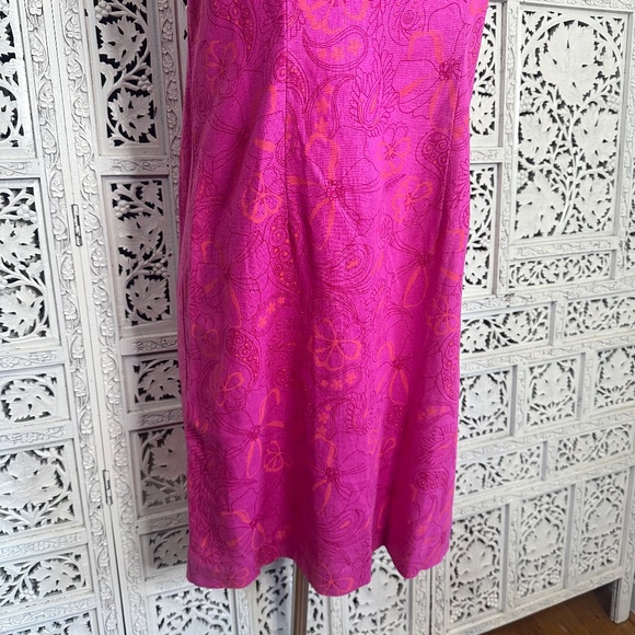 Vintage Kim Rogers Linen Blend Pink Paisley Floral Shift Style Dress Sz Small - Picture 3 of 6